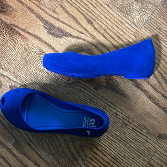 Mini Melissa blue suede peep toe show size 2 NWOT - Picture 5 of 7